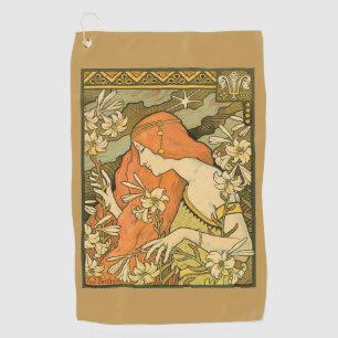 L'Ermitage French Nouveau Woman in Field of Flower Golf Towel