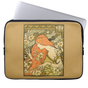 L'Ermitage French Nouveau Woman in Field of Flower Laptop Sleeve