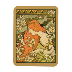 L'Ermitage French Nouveau Woman in Field of Flower Magnet