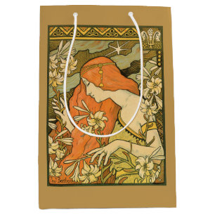 L'Ermitage French Nouveau Woman in Field of Flower Medium Gift Bag