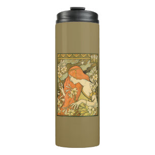 L'Ermitage French Nouveau Woman in Field of Flower Thermal Tumbler