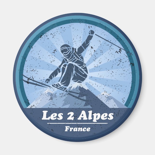 Les 2 Alpes Station de Ski - Ski Magnet (Front)