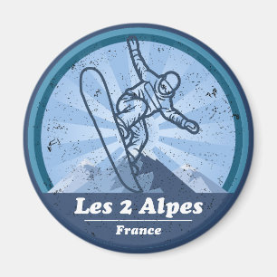 Les 2 Alpes Station de ski - Snowboard Magnet