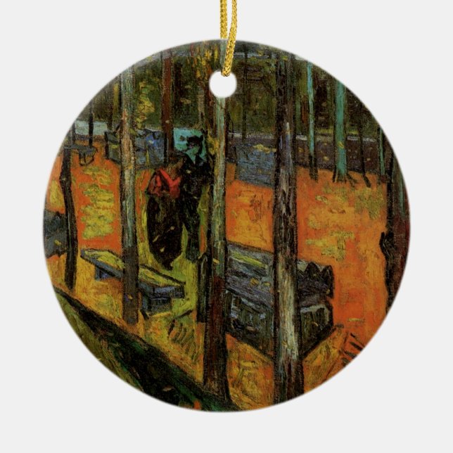 Les Alyscamps (Cemetery) by Vincent van Gogh Ceramic Tree Decoration (Front)