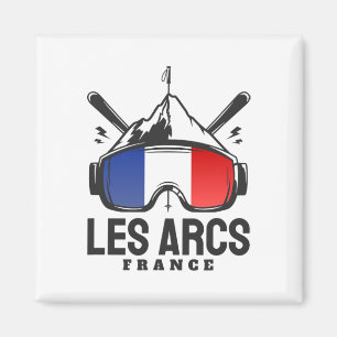 Les Arcs France Ski Resort Retro Skiing  Magnet