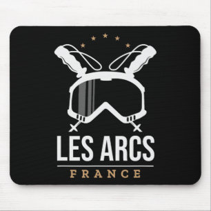 Les Arcs France Ski Resort Vintage Skiing Snowboar Mouse Pad