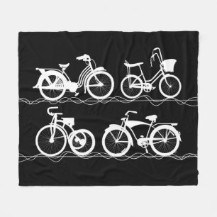 Les Bicyclettes White Fleece Blanket