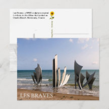 Les Braves Memorial, Normandy, France - postcard