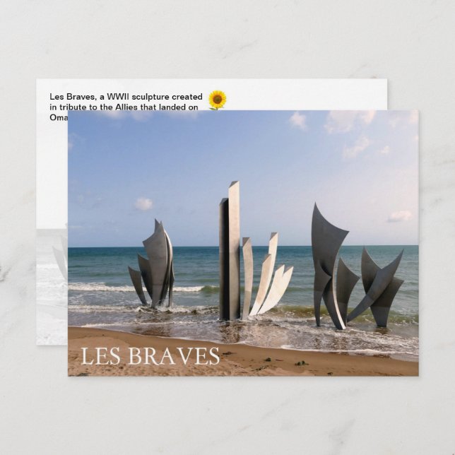 Les Braves Memorial, Normandy, France - postcard (Front/Back)