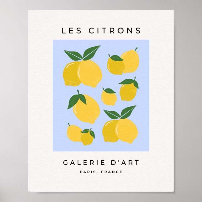 Les Citrons 03 Retro Lemon Blue And Yellow Poster (Front)