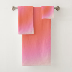 Les Couleurs 04 Neutral Pink And Orange Gradient Bath Towel Set