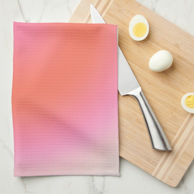 Les Couleurs 04 Neutral Pink And Orange Gradient Tea Towel (Quarter Fold)