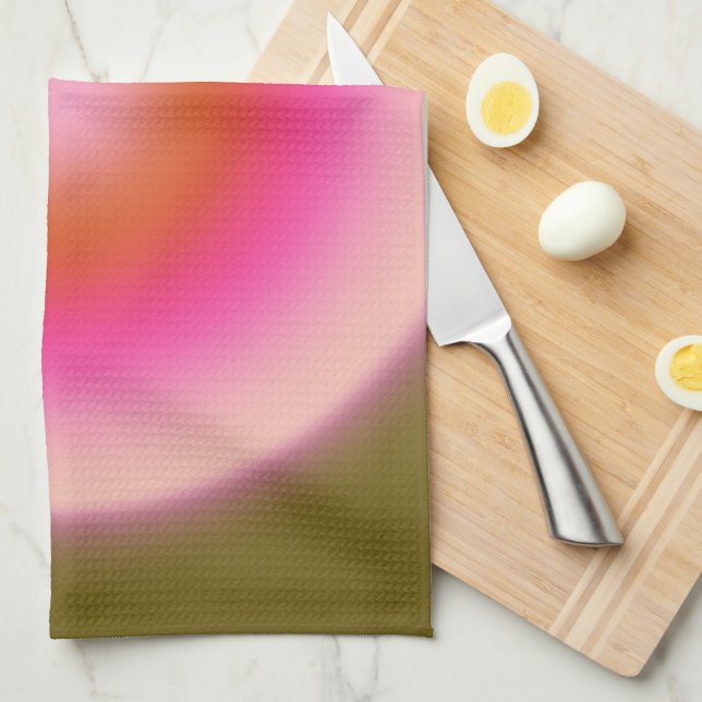 Les Couleurs 05 Gradient Olive And Pink Aura Tea Towel (Quarter Fold)