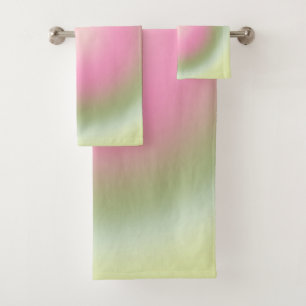 Les Couleurs 07 Gradient Pink And Green Aura Bath Towel Set