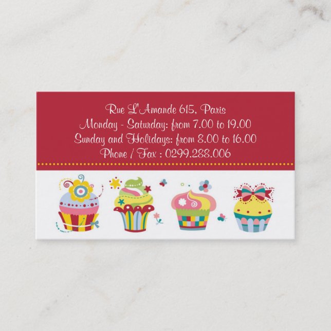 Les Cupcakes - Bakery Business Cards (Front)
