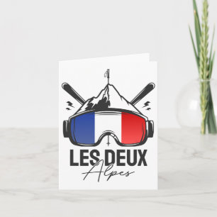 Les Deux Alpes France Ski Resort Retro Skiing Card