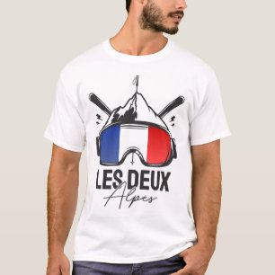 Les Deux Alpes France Ski Resort Retro Skiing T-Shirt