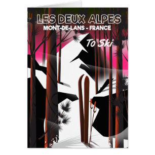 Les Deux Alpes, France ski travel poster