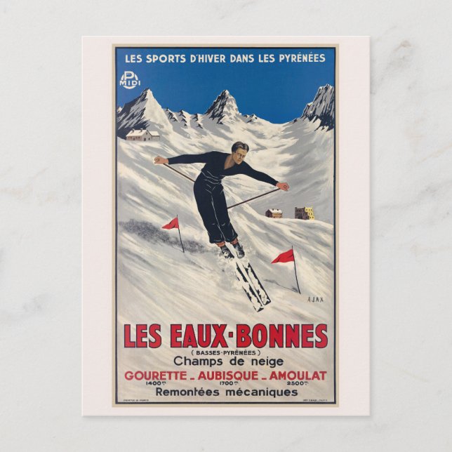 Les Eaux-Bonnes France Vintage Poster 1935 Postcard (Front)