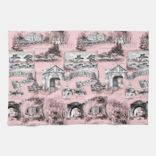 Les Environs de Paris ~ Dauphine Pink Tea Towel