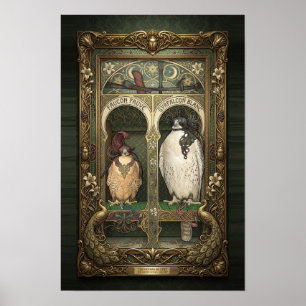 Les Faucons de l'Est - Art Nouveau Falconry Poster