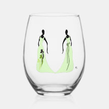 Les Femmes 16 oz. Stemless Wine Glass Green