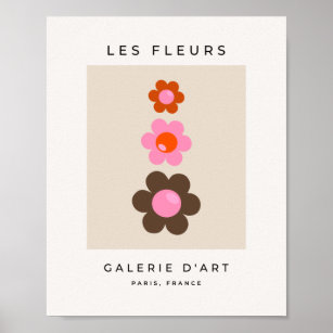 Les Fleurs 03 Abstract Flower Pink Olive Floral Poster