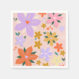 Les Fleurs 04 Retro Colourful Floral Napkin