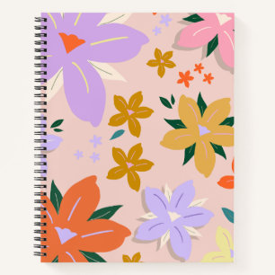 Les Fleurs 04 Retro Colourful Floral Notebook