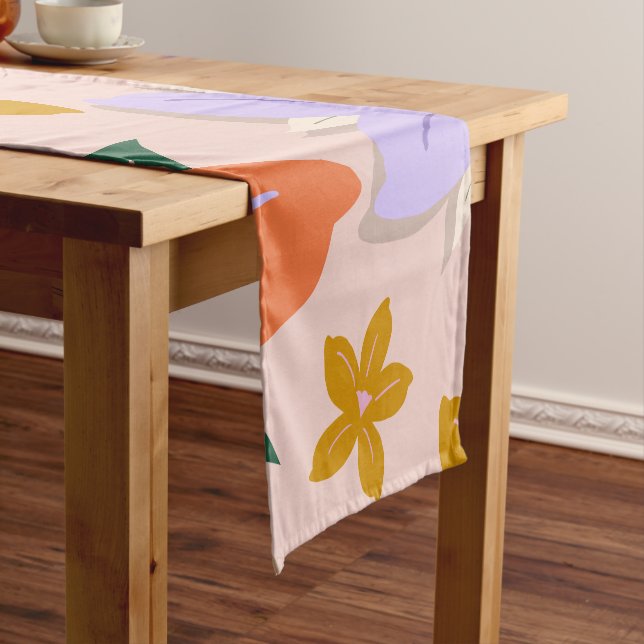 Les Fleurs 04 Retro Colourful Floral Short Table Runner (In Situ)