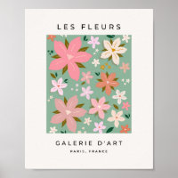 Les Fleurs 07 Abstract Flowers Green Blush Floral