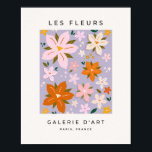 Les Fleurs 08 Retro Flowers Purple Floral Poster<br><div class="desc">Abstract Retro Floral Print - Les Fleurs – Flowers On Purple Background.</div>