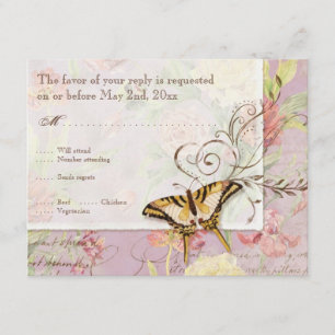 Les Fleurs Peony Rose Tulip Floral Flowers Wedding RSVP Card