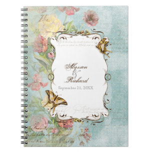 Les Fleurs Peony Rose Tulip Floral Flowers Wedding Spiral Notebook
