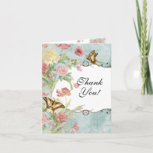 Les Fleurs Peony Rose Tulip Floral Flowers Wedding Thank You Card