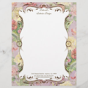 Les Fleurs Peony Rose Tulip Floral Stationery Letterhead Design