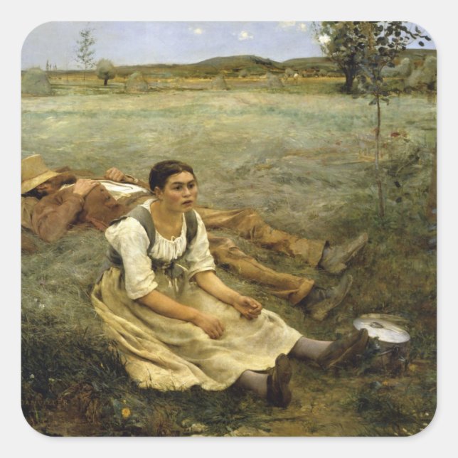 les foins square sticker (Front)