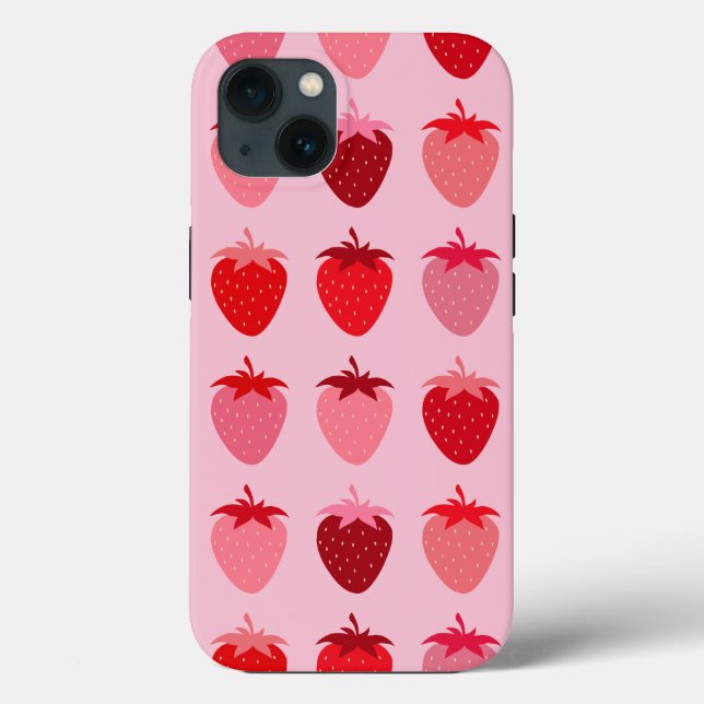 Les Fraises 01 Pink And Red Preppy Strawberries Case-Mate iPhone Case (Back)