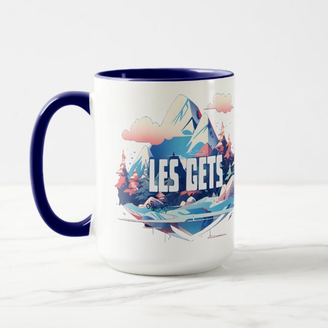 Les Gets Alpine Mountain Two-Tone Coffee Mug (Left)