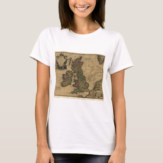 Les Isles Britanniques, 1700's Map T-Shirt (Front)