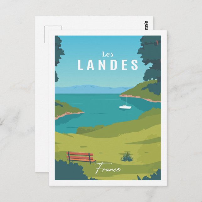 Les Landes France Famous Travel Place Illustration Postcard (Front/Back)