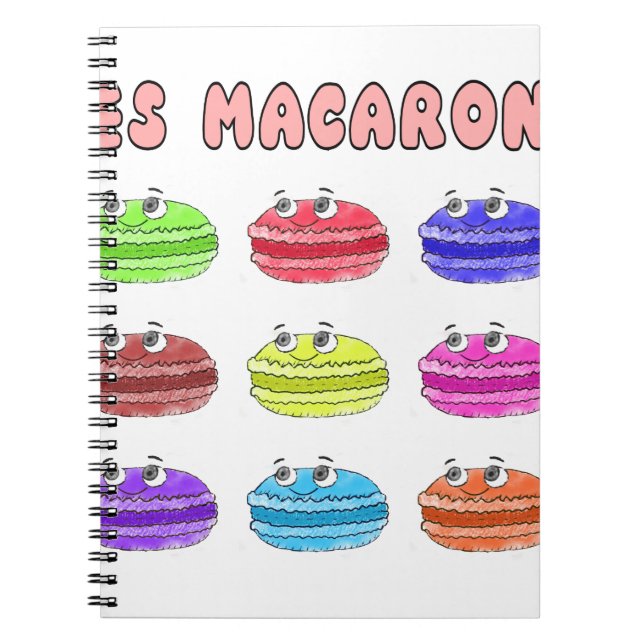 Les Macarons Cute Cartoon Spiral Notebook (Front)