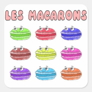 Les Macarons Cute Cartoon Square Sticker