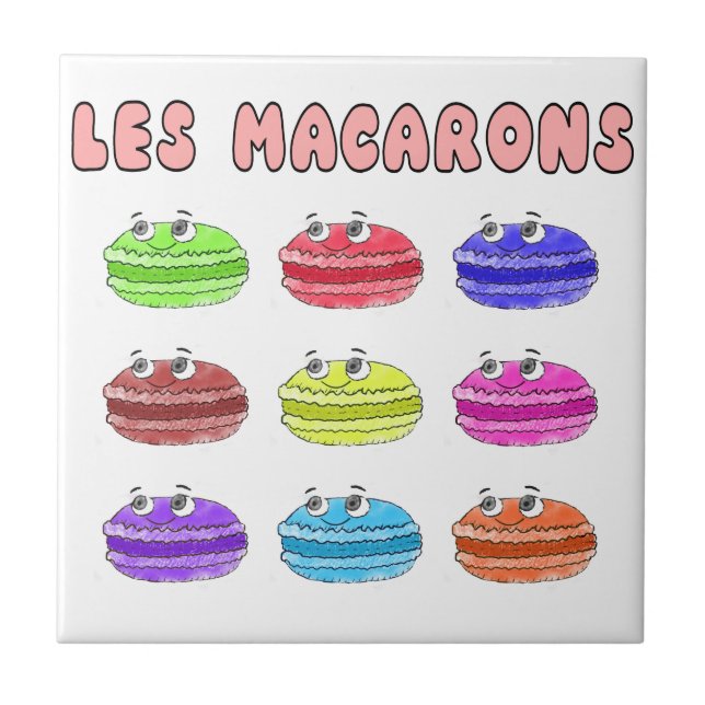 Les Macarons Cute Cartoon Tile (Front)