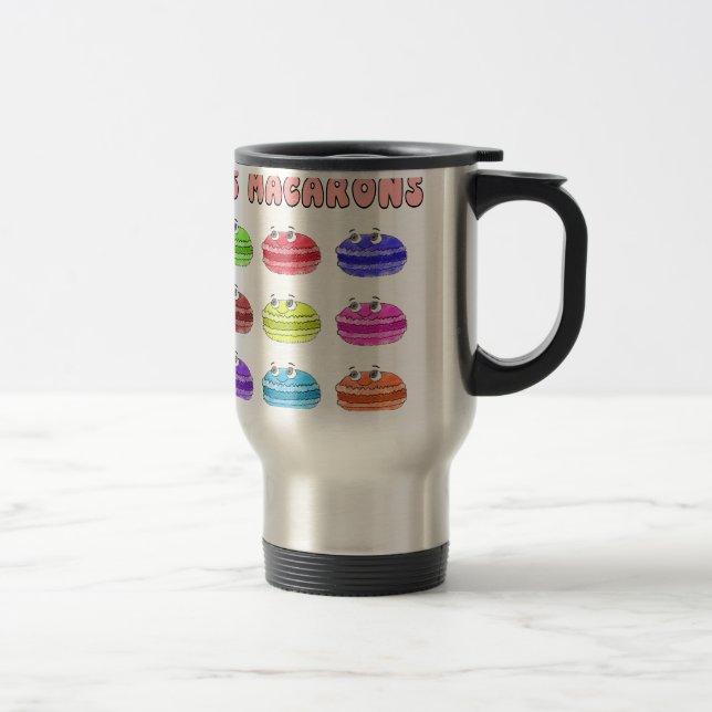 Les Macarons Cute Cartoon Travel Mug (Right)