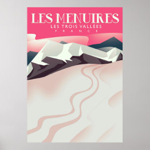 Les Menuires,Les Trois Vallées, France vintage Ski Poster