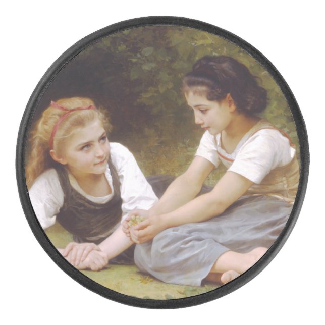 Les Noisettes: Young Girls Collecting Hazelnuts Hockey Puck (Front)