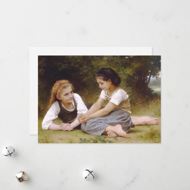 Les Noisettes: Young Girls Collecting Hazelnuts Holiday Card (Front/Back In Situ)