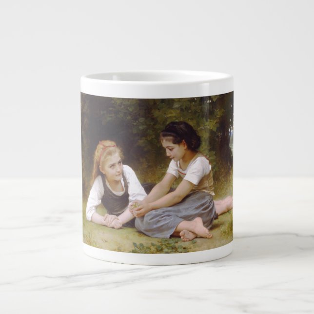 Les Noisettes: Young Girls Collecting Hazelnuts Large Coffee Mug (Front)