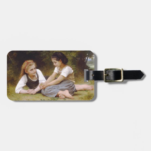 Les Noisettes: Young Girls Collecting Hazelnuts Luggage Tag (Front Horizontal)